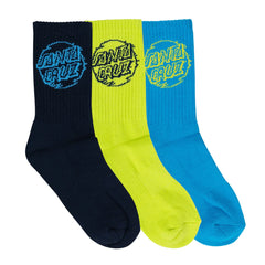 Vivid dot mono crew sock 3 pack - YOUTH