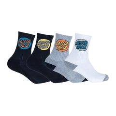 Santa Cruz Other Dot Crew Sock youth sock 4 pack - Black/White/Gmarle