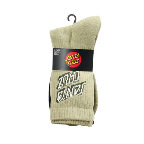 Santa Cruz stack crew sock - light khaki black / 2pack